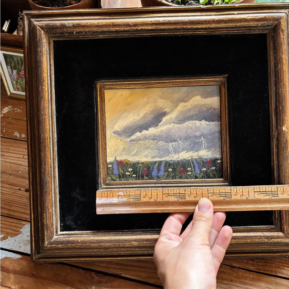 Original Thunderstorm Painting with Vintage Frame - Picture 9 of 11